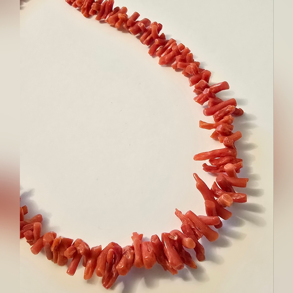 Vintage Antique Coral Branch Bead Necklace